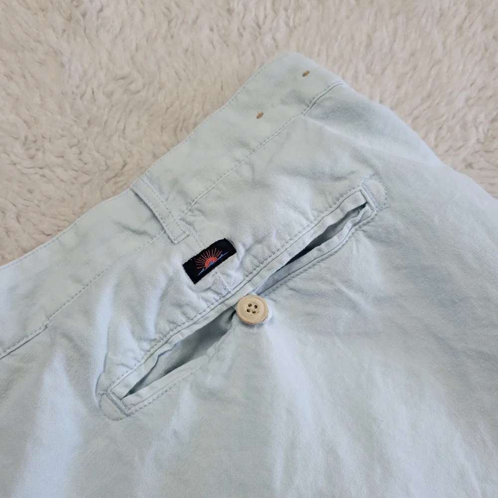 Faherty Malibu Chino Shorts Men's 42 Linen Cotton Blend Light Blue